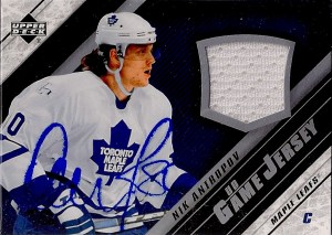 Nik Antropov Upper Deck game jersey Autographed.