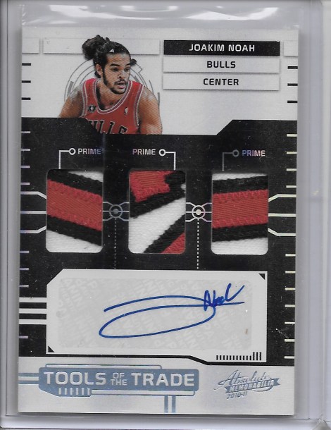 2010-11 Panini Absolute Tools of the Trade Auto Prime Patch Joakim Noah 4/5